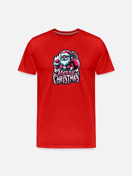 Merry Christmas - Santa Illustration - Men's Premium Organic T-Shirt - red