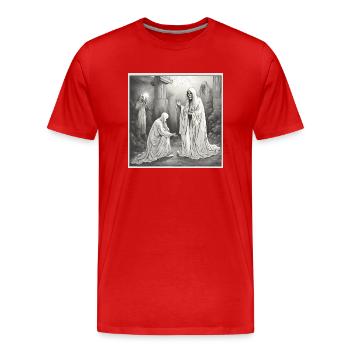 Spiritualité de l’espace - T-shirt bio Premium Homme - rouge - Devant - Damien (186cm)
