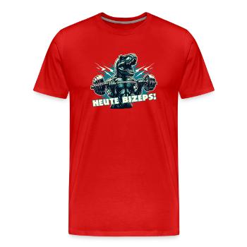 T-Rex - Les biceps d’aujourd’hui ! - T-shirt bio Premium Homme - rouge - Devant - Damien (186cm)