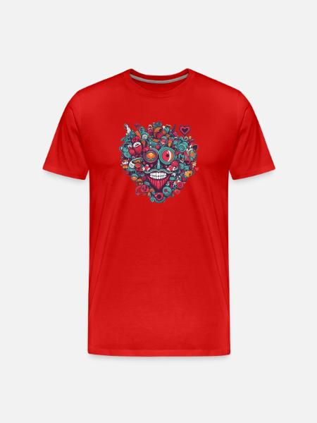 Herz Liebe - Männer Premium Bio T-Shirt - Rot