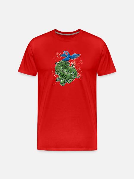 Scan Peacock Art Deco Colorful Outline - Men's Premium Organic T-Shirt - red