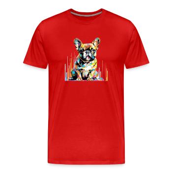 Französische Bulldogge Hund Haustier Welt Tierliebhaber pelzig - Männer Premium Bio T-Shirt - Rot - Vorne - Damien (186cm)