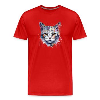 Katze Haustier Welt Tierliebhaber pelziger Freund Abstrakt - Männer Premium Bio T-Shirt - Rot - Vorne - Damien (186cm)