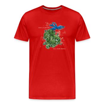 vogel pfau art deco simpel spruch lustig funken - Männer Premium Bio T-Shirt - Rot - Vorne - Damien (186cm)