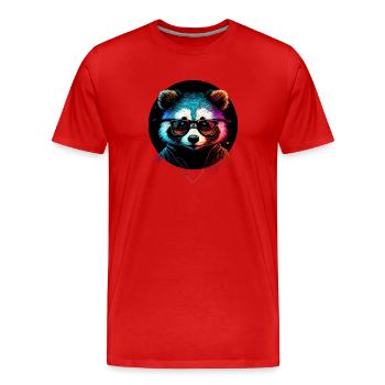 Hipster raccoon - Men's Premium Organic T-Shirt - red - Front - Damien (186cm)