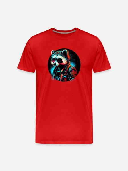 Cyber raccoon - Men's Premium Organic T-Shirt - red