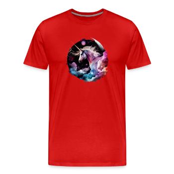 Magisches Einhorn - Männer Premium Bio T-Shirt - Rot - Vorne - Damien (186cm)