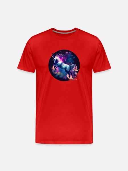 Magisches Einhorn - Männer Premium Bio T-Shirt - Rot