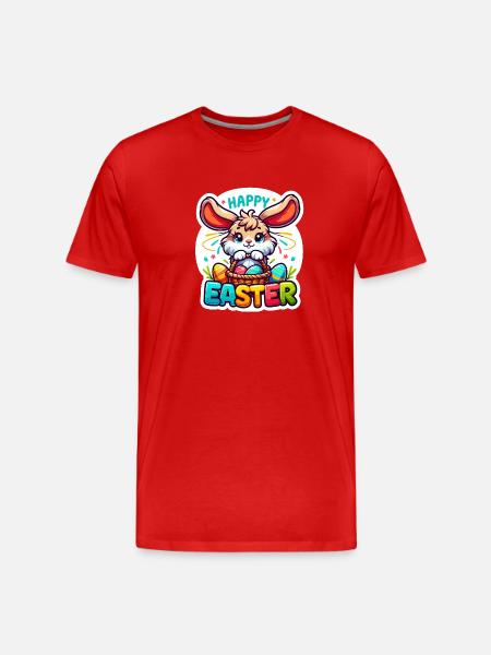Happy Easter - Easter Bunny Illustration - Men's Premium Organic T-Shirt - red