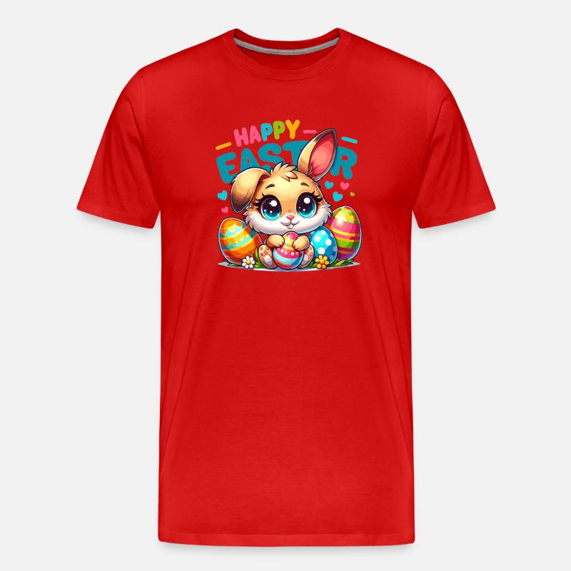 Happy Easter - Easter Bunny Illustration - Men's Premium Organic T-Shirt - red