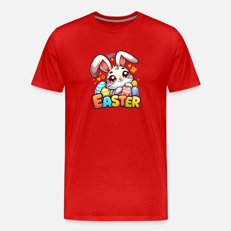 Happy Easter - Easter Bunny Illustration - Men's Premium Organic T-Shirt - red