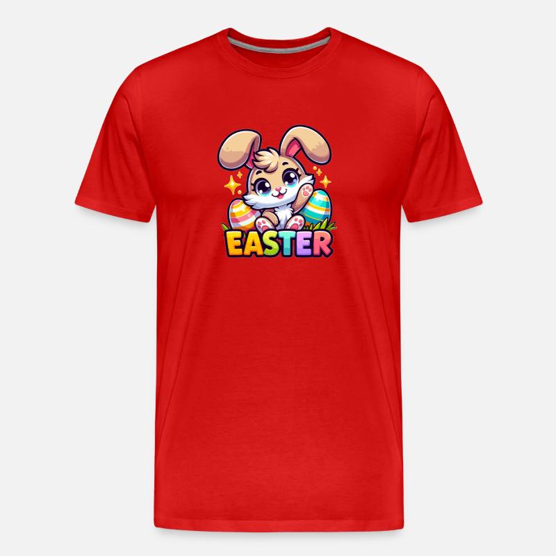 Happy Easter - Easter Bunny Illustration - Men's Premium Organic T-Shirt - red