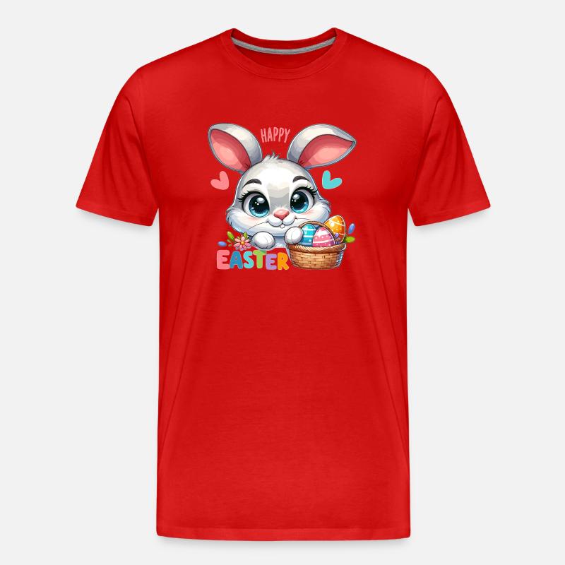 Happy Easter - Easter Bunny Illustration - Men's Premium Organic T-Shirt - red