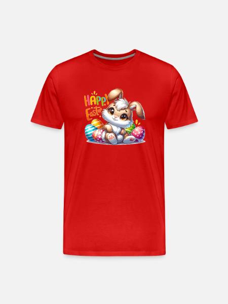 Happy Easter - Easter Bunny Illustration - Men's Premium Organic T-Shirt - red