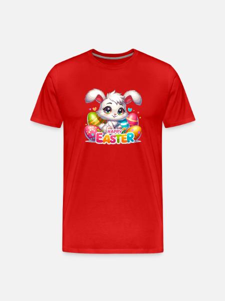Happy Easter - Easter Bunny Illustration - Men's Premium Organic T-Shirt - red