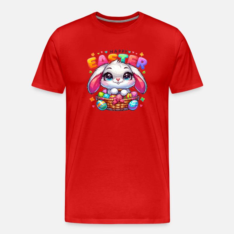 Happy Easter - Easter Bunny Illustration - Männer Premium Bio T-Shirt - Rot
