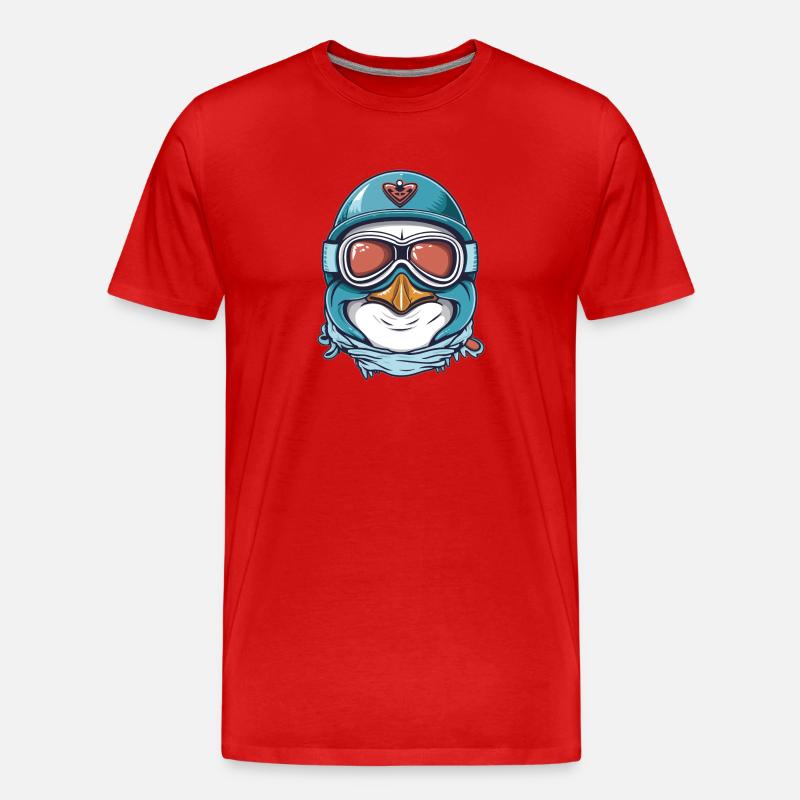 Pinguin Wintersport - Männer Premium Bio T-Shirt - Rot