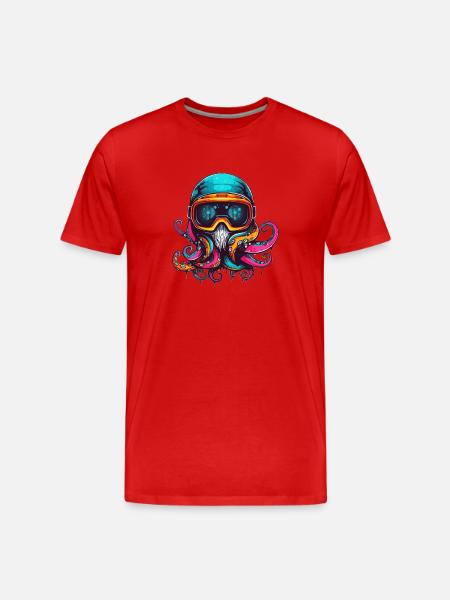 Octopus Wintersport - Männer Premium Bio T-Shirt - Rot