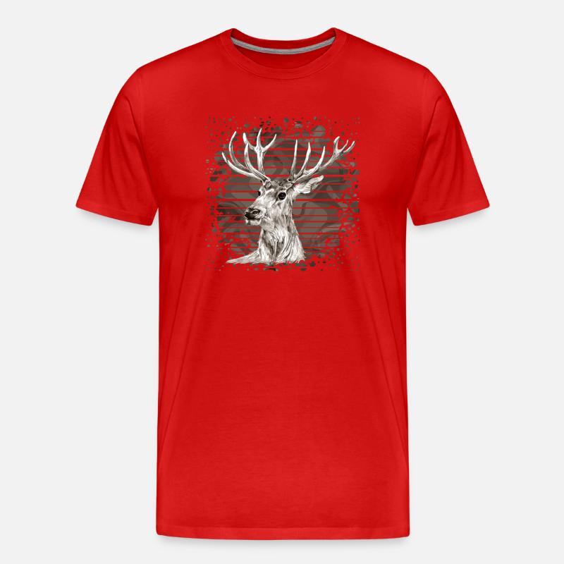 Hirsch - Männer Premium Bio T-Shirt - Rot