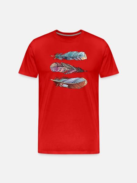 Feder - Männer Premium Bio T-Shirt - Rot