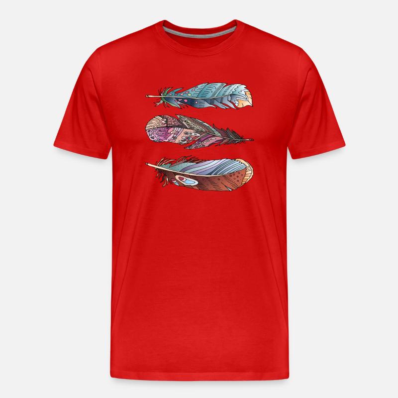 Feder - Männer Premium Bio T-Shirt - Rot