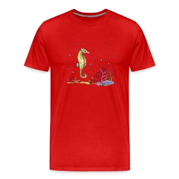 Hippocampe - T-shirt bio Premium Homme - rouge - Devant - Damien (186cm)