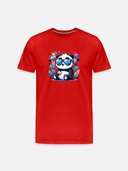 Panda Sunglasses - Men's Premium Organic T-Shirt - red