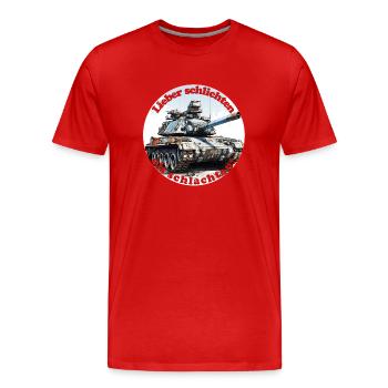 Better to settle than to slaughter - Men's Premium Organic T-Shirt - red - Front - Damien (186cm)
