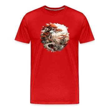 Japanische Bilderkunst - Männer Premium Bio T-Shirt - Rot - Vorne - Damien (186cm)