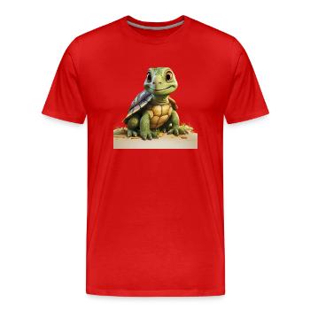 Petite tortue drôle - T-shirt bio Premium Homme - rouge - Devant - Damien (186cm)