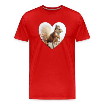 Squirrels are small rodents - Men's Premium Organic T-Shirt - red - Front - Damien (186cm)