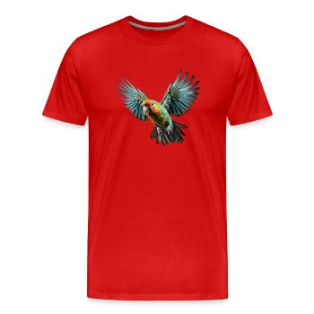Alle Papageienarten sind soziale Tiere - Männer Premium Bio T-Shirt - Rot - Vorne - Damien (186cm)
