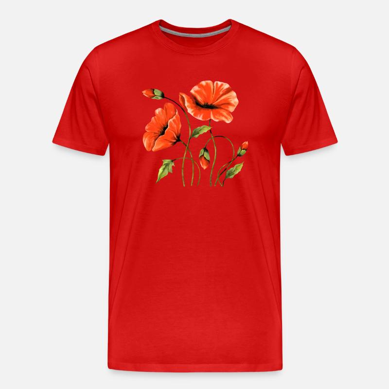 Blumen - Männer Premium Bio T-Shirt - Rot