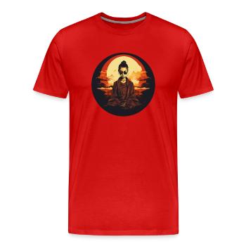 Moine bouddhiste féminin cool - T-shirt bio Premium Homme - rouge - Devant - Damien (186cm)