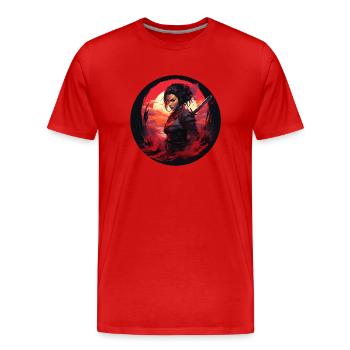 Combattant légendaire - T-shirt bio Premium Homme - rouge - Devant - Damien (186cm)