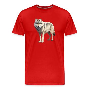 Wolf - Big Wolf Motif - Men's Premium Organic T-Shirt - red - Front - Damien (186cm)