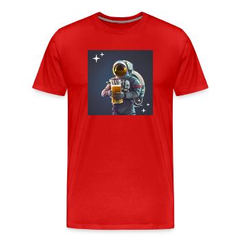 Astronauten-Bier - Männer Premium Bio T-Shirt - Rot - Vorne - Damien (186cm)
