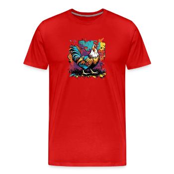 volaille colorée poulet poule coq - T-shirt bio Premium Homme - rouge - Devant - Damien (186cm)