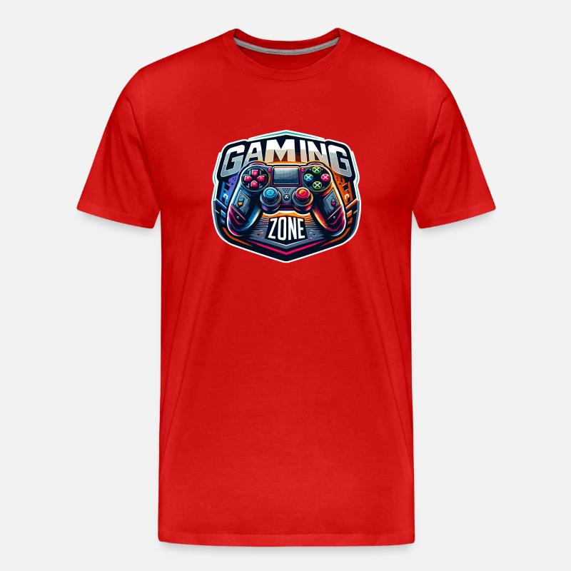 Gaming Zone - Controller Illustration - Männer Premium Bio T-Shirt - Rot