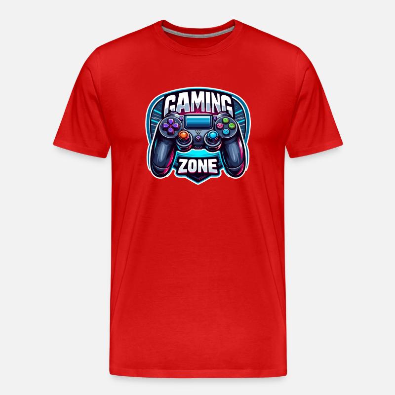 Gaming Zone - Controller Illustration - Männer Premium Bio T-Shirt - Rot