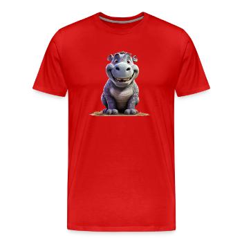 Funny Hippopotamus - Men's Premium Organic T-Shirt - red - Front - Damien (186cm)