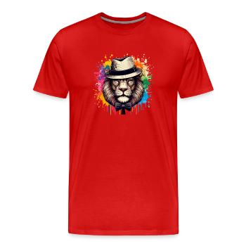 Lion avec noeud papillon - T-shirt bio Premium Homme - rouge - Devant - Damien (186cm)