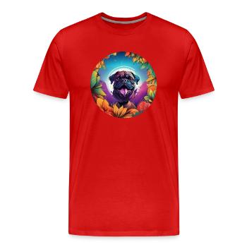 Mops in verschiedenen Farben - Männer Premium Bio T-Shirt - Rot - Vorne - Damien (186cm)