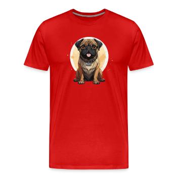 Portrait de carlin - T-shirt bio Premium Homme - rouge - Devant - Damien (186cm)