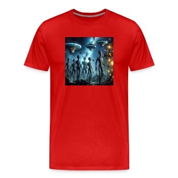 Spiritualité de l’espace - T-shirt bio Premium Homme - rouge - Devant - Damien (186cm)