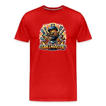 GrillMaster - Grill Illustration - Men's Premium Organic T-Shirt - red - Front - Damien (186cm)