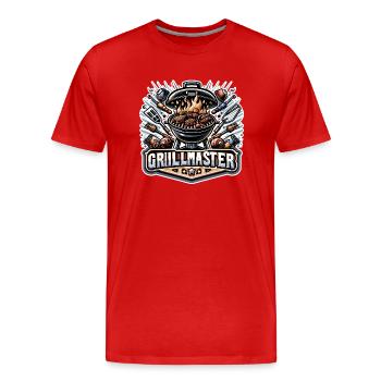 GrillMaster - Grill Illustration - Men's Premium Organic T-Shirt - red - Front - Damien (186cm)