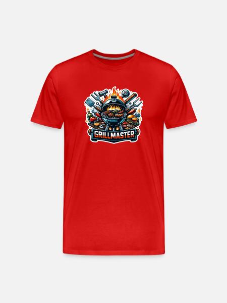 GrillMaster - Grill Illustration - Men's Premium Organic T-Shirt - red