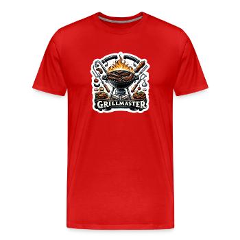 GrillMaster - Grill Illustration - Men's Premium Organic T-Shirt - red - Front - Damien (186cm)