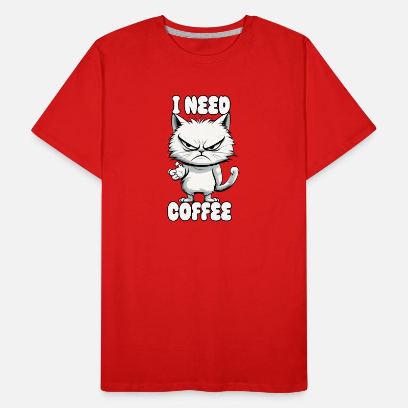 Katze - i need coffee Männer Premium Bio T-Shirt